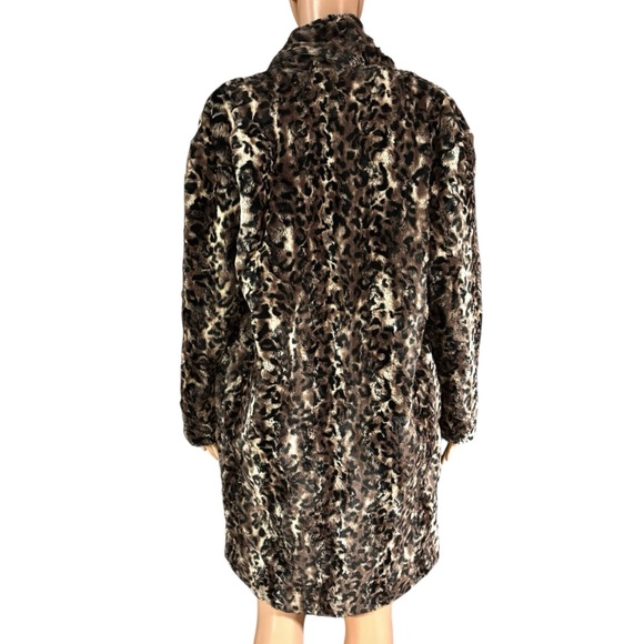 Johnny Was | Brown Leopard Animal Print Faux Fur Open Front Coat - Picture 6 of 9